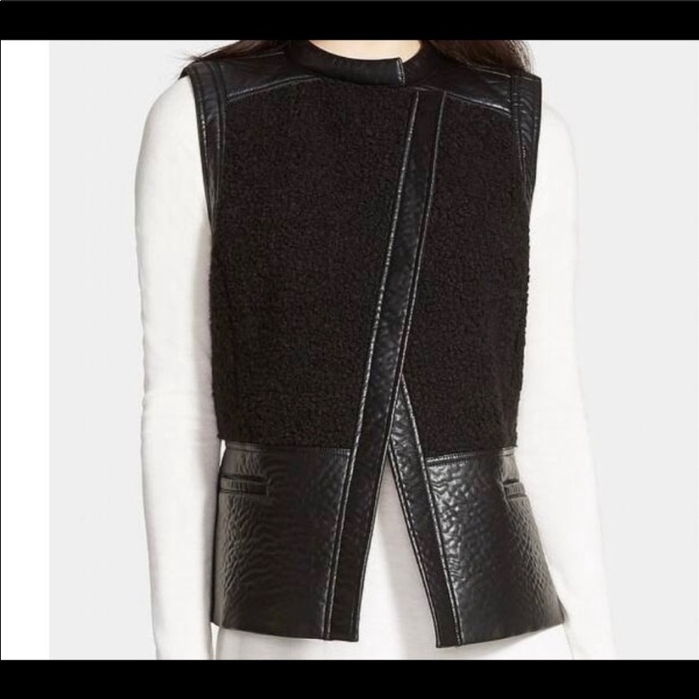 Trouble faux leather & shearling vest